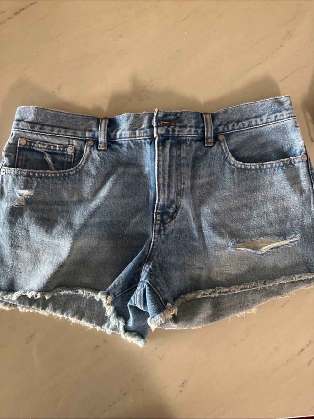Madewell Light Blue Distressed Denim Cutoff Shorts
